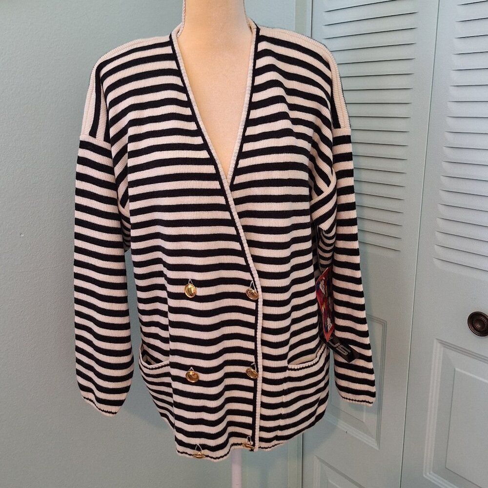 NWT DEAD STOCK HAUS DOUBLE BREASTED CARDIGAN SWEATER WOOL BLEND "GOLD" BUTTONS